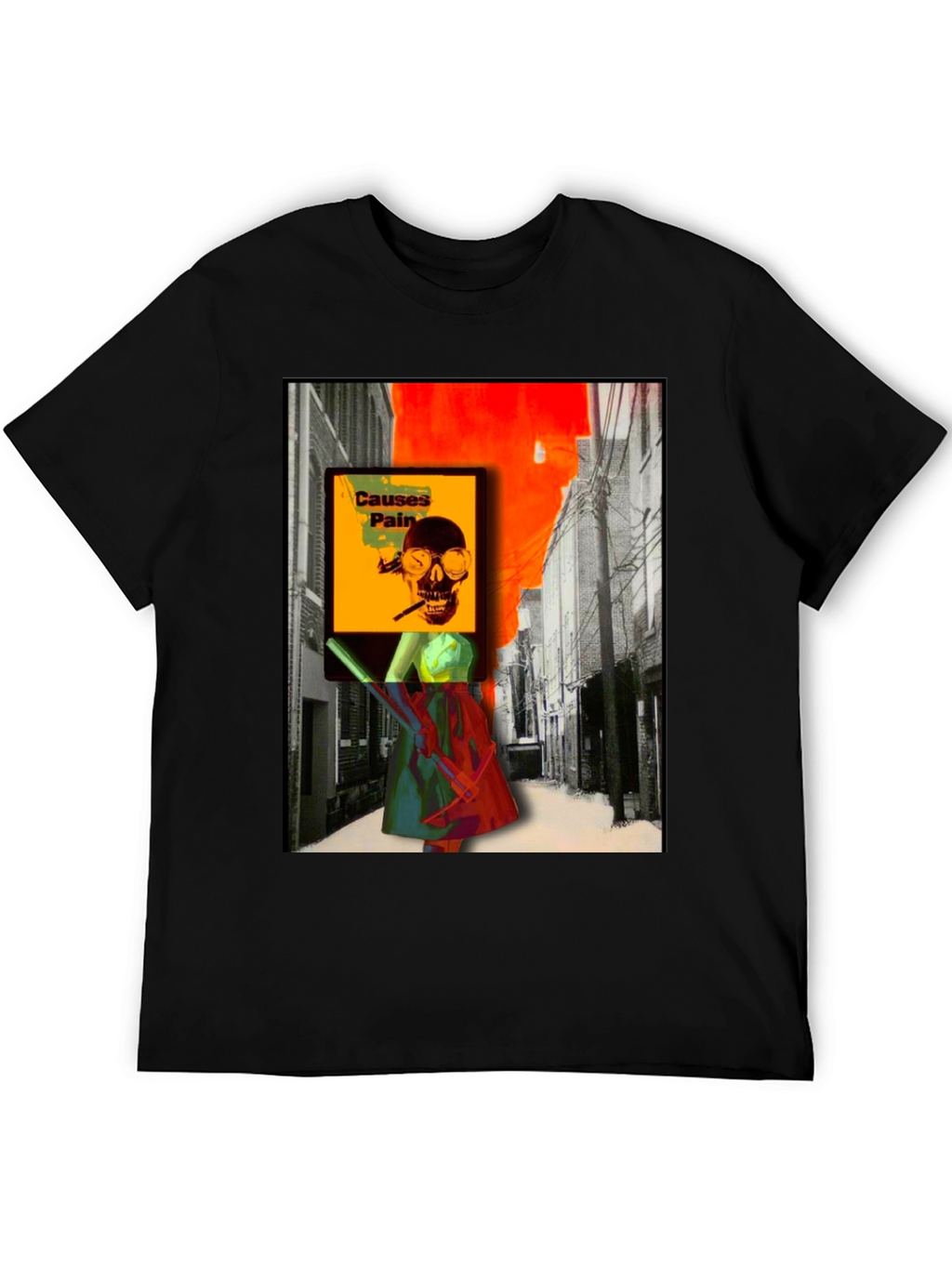 Edgy Graphic T-Shirt - Causes Pain Skull Design