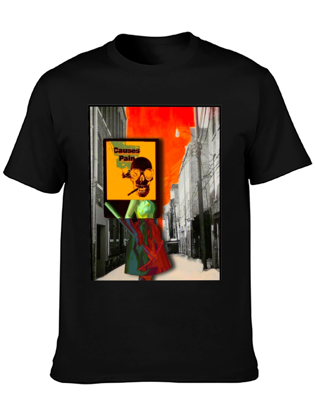 Edgy Graphic T-Shirt - Causes Pain Skull Design