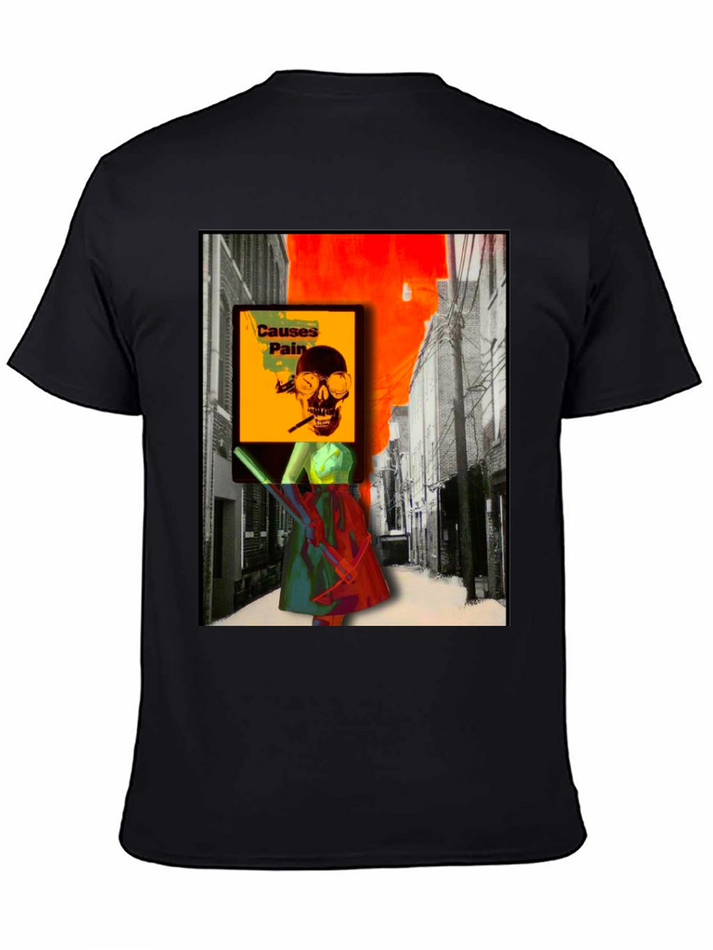 Edgy Graphic T-Shirt - Causes Pain Skull Design