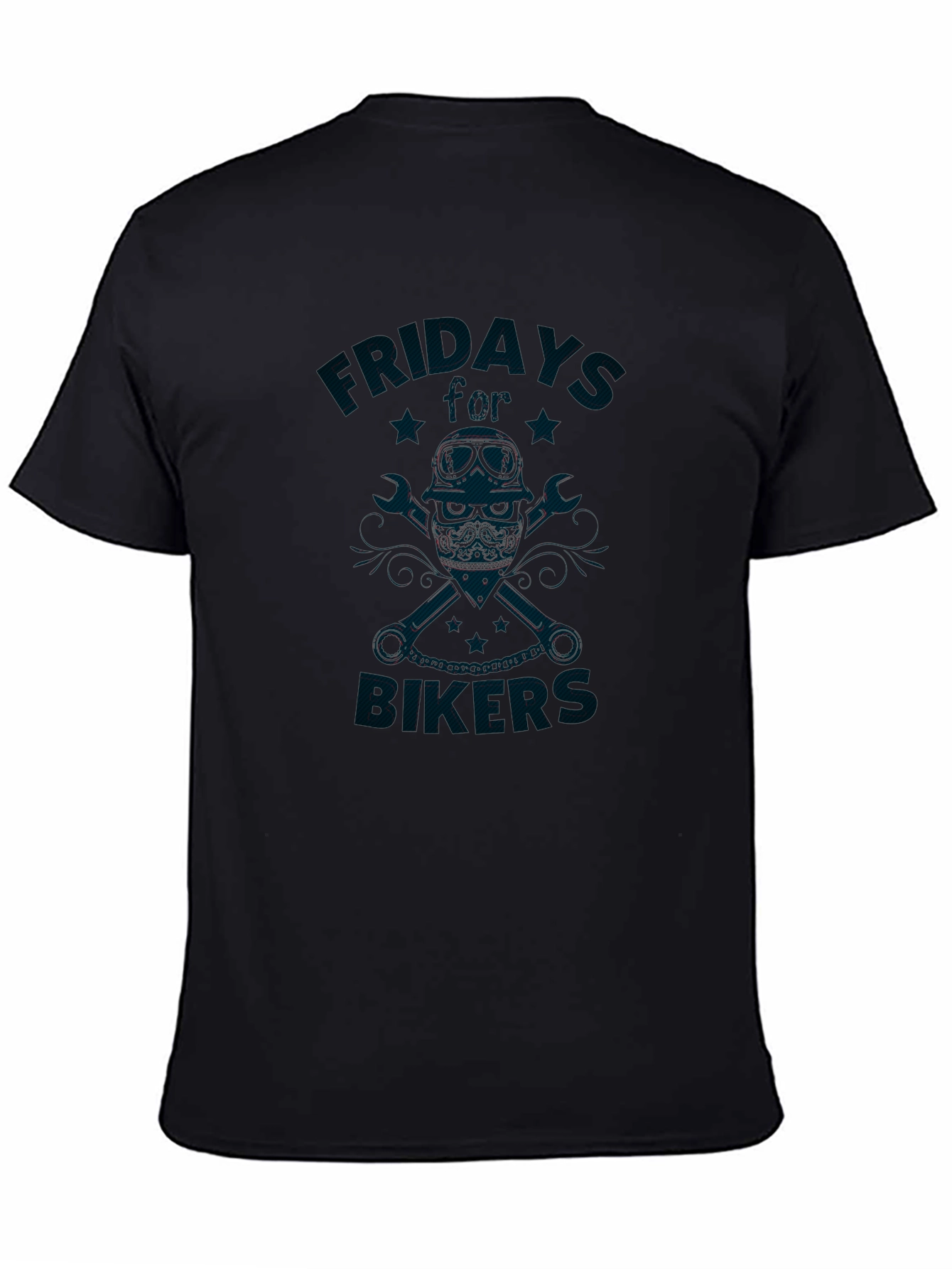Friday Bikers T-Shirt - Skull & Wrenches Design