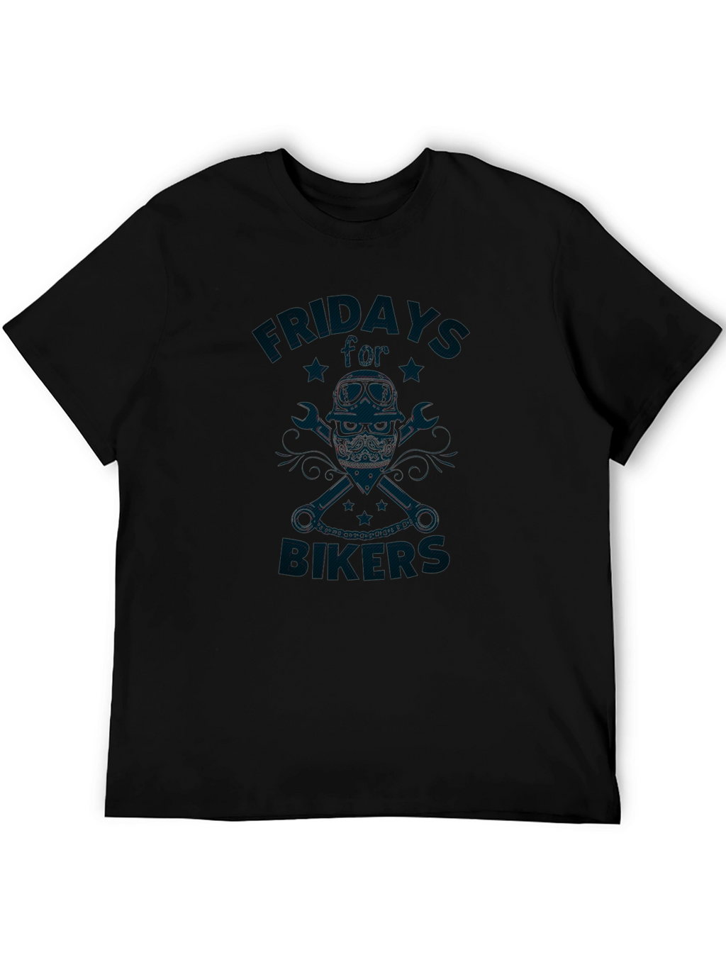 Friday Bikers T-Shirt - Skull & Wrenches Design