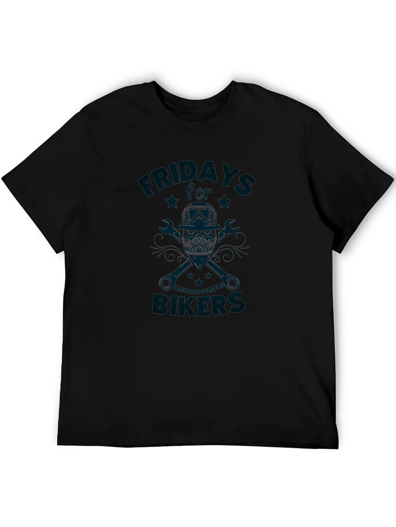 Friday Bikers T-Shirt - Skull & Wrenches Design