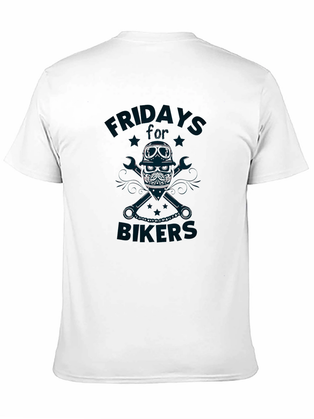 Friday Bikers T-Shirt - Skull & Wrenches Design