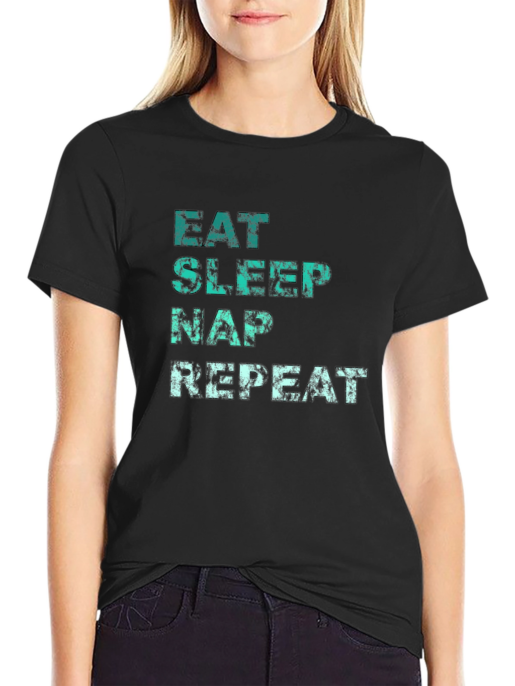 Eat Sleep Nap Repeat Black T-Shirt