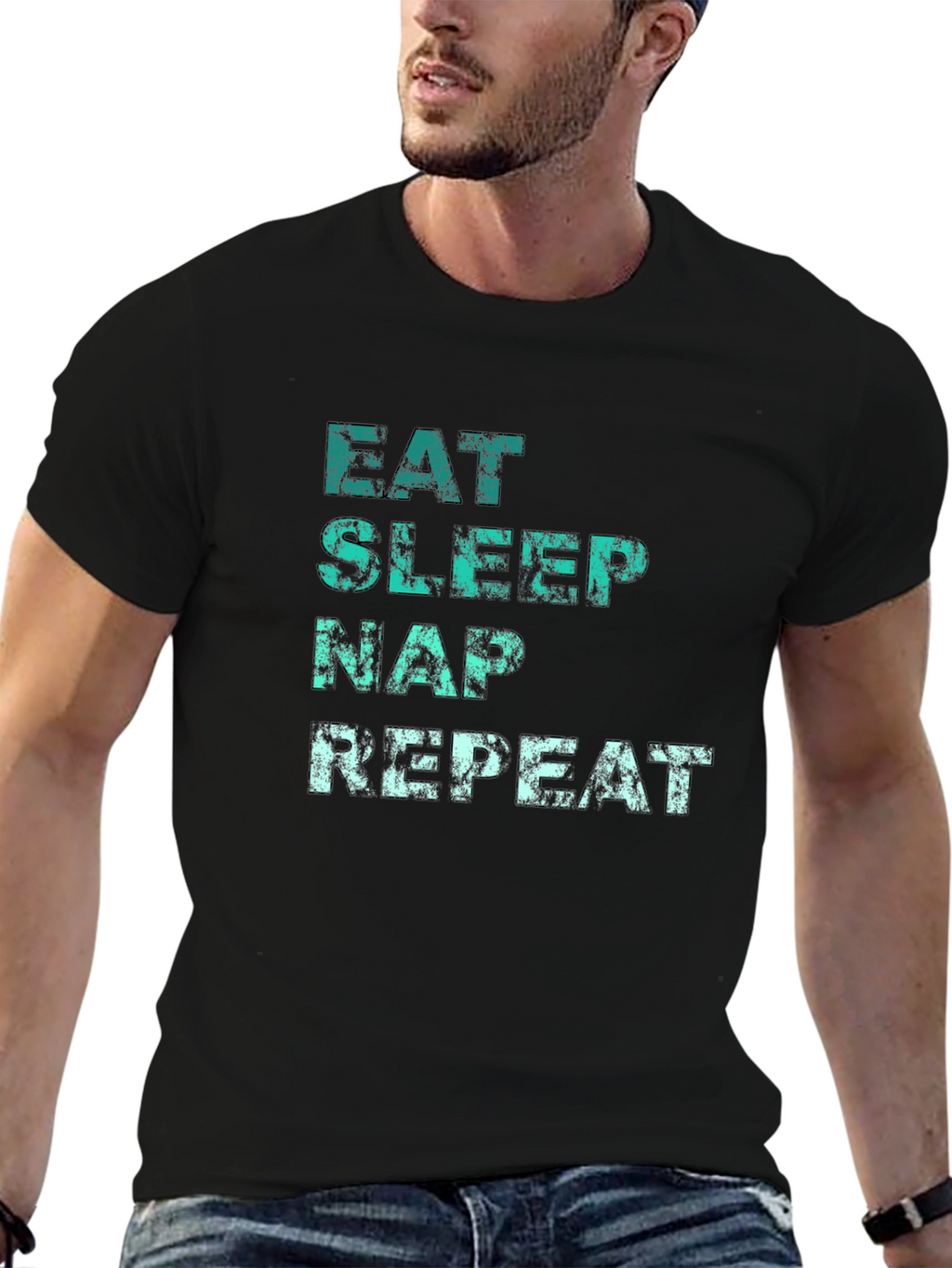 Eat Sleep Nap Repeat Black T-Shirt