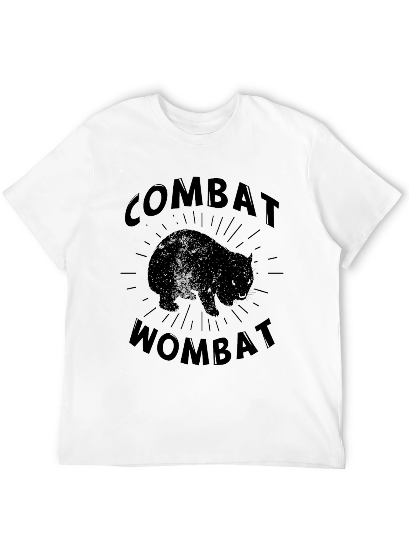 Combat Wombat Graphic T-Shirt - Black Crew Neck Tee