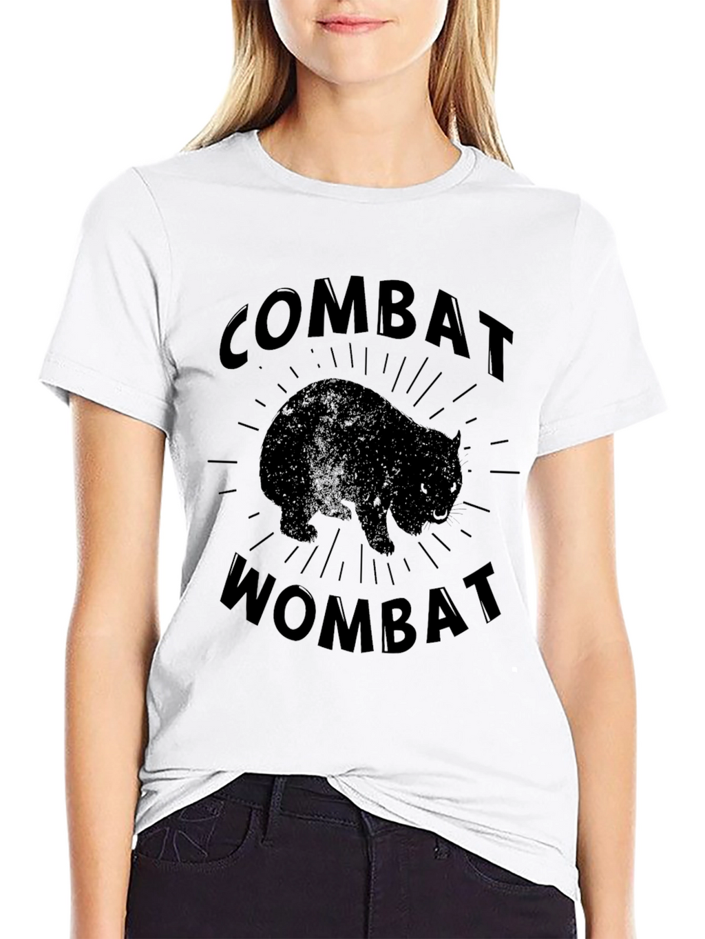 Combat Wombat Graphic T-Shirt - Black Crew Neck Tee