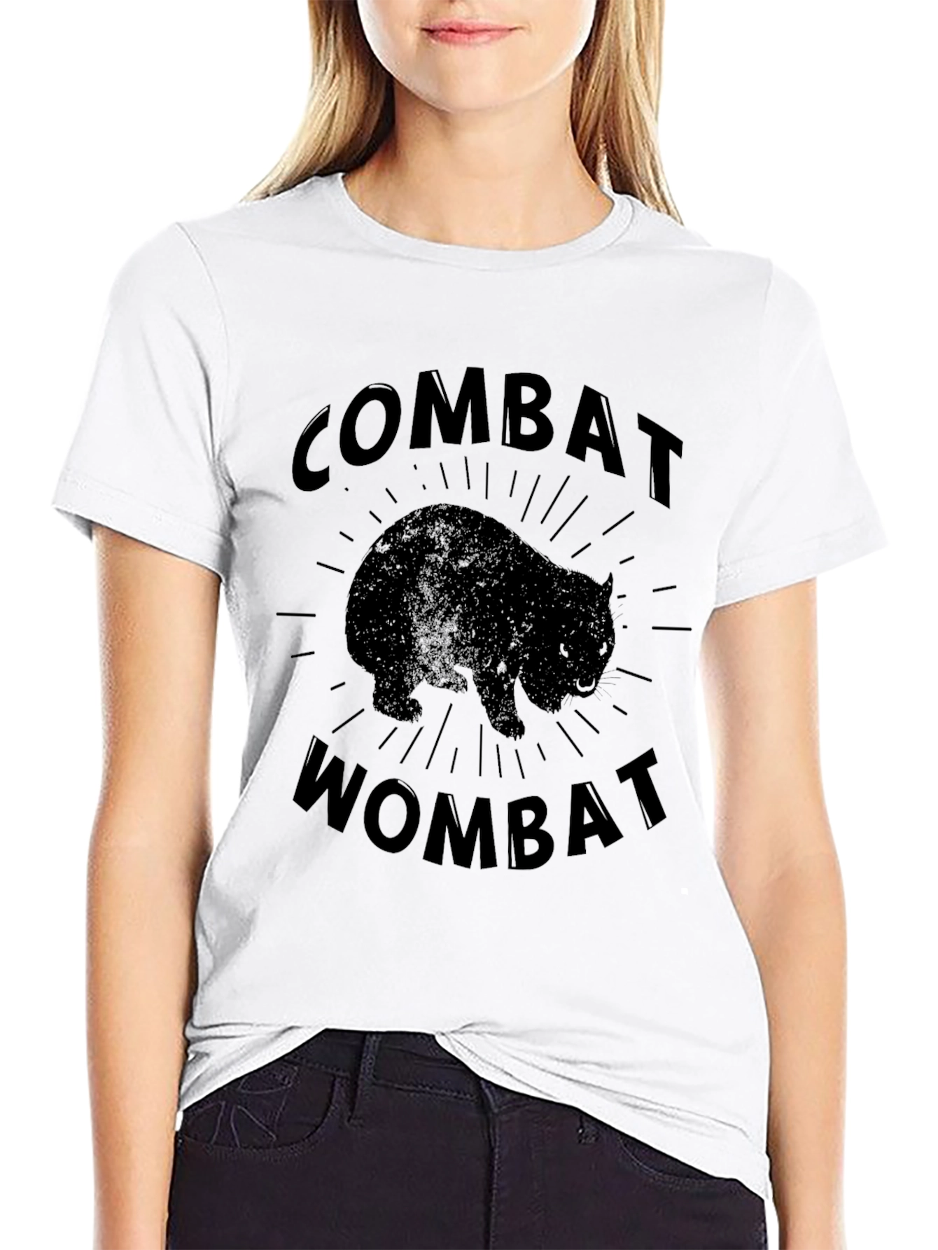 Combat Wombat Graphic T-Shirt - Black Crew Neck Tee