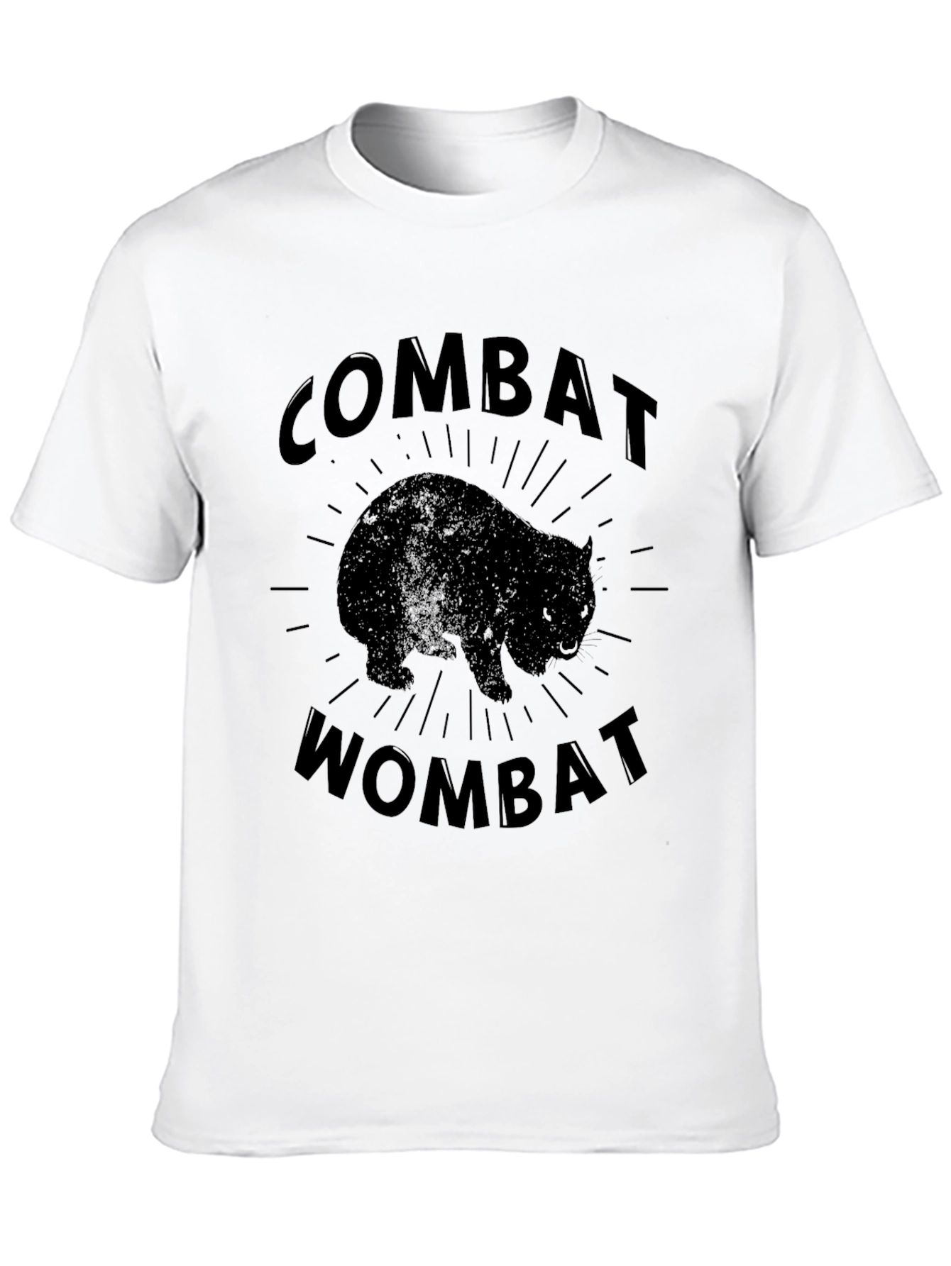 Combat Wombat Graphic T-Shirt - Black Crew Neck Tee