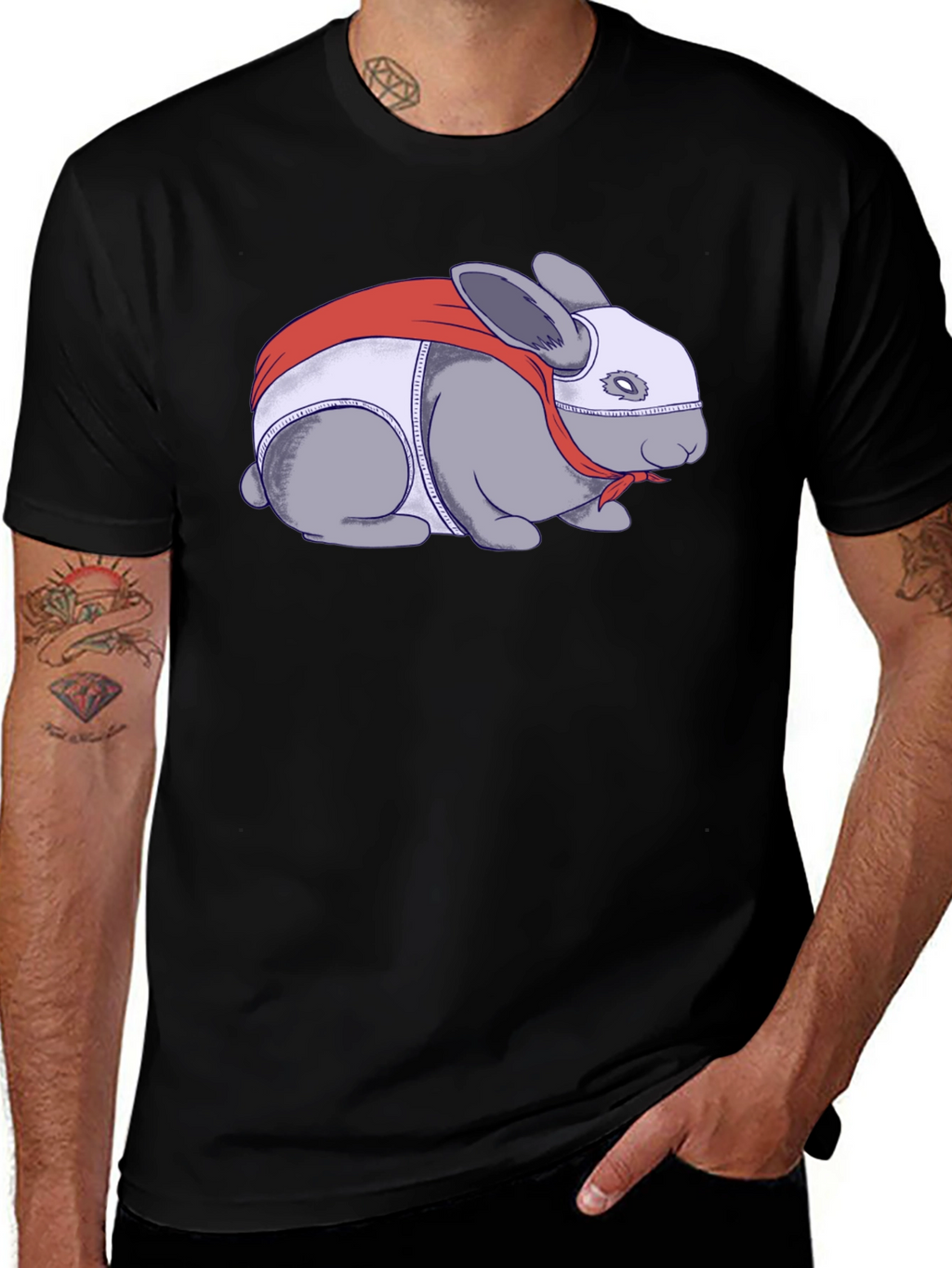 Superhero Rabbit Graphic T-Shirt
