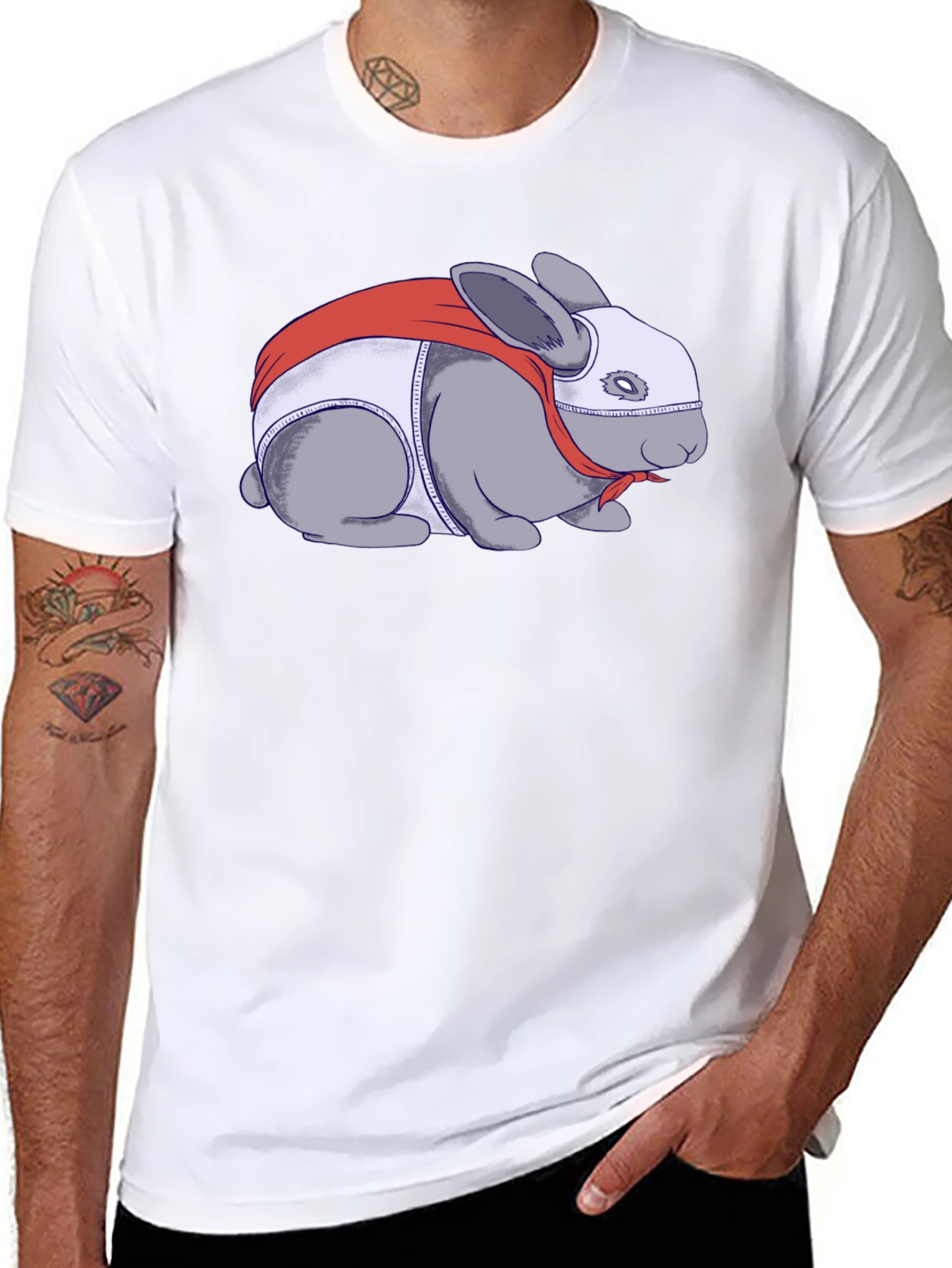 Superhero Rabbit Graphic T-Shirt