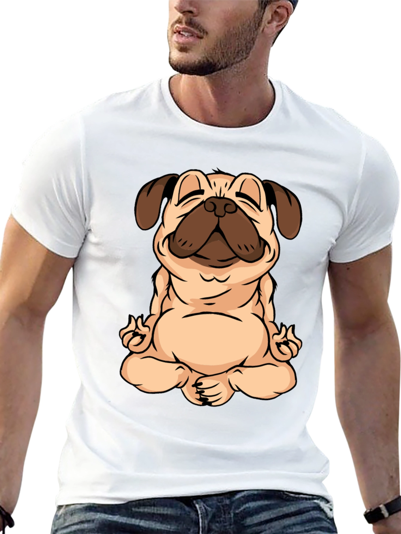 Zen Pug Black T-Shirt - Meditating Dog Graphic Tee