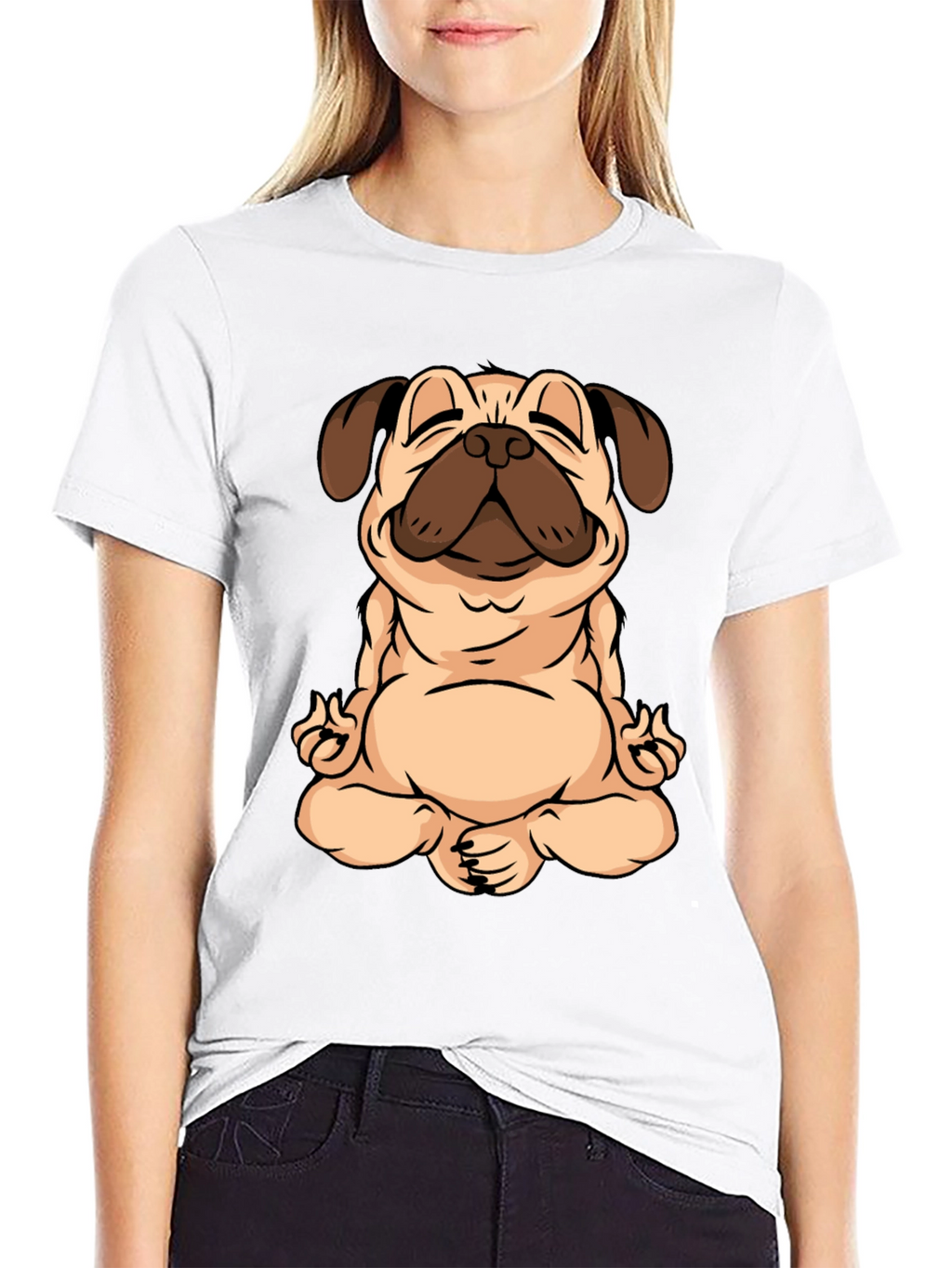 Zen Pug Black T-Shirt - Meditating Dog Graphic Tee