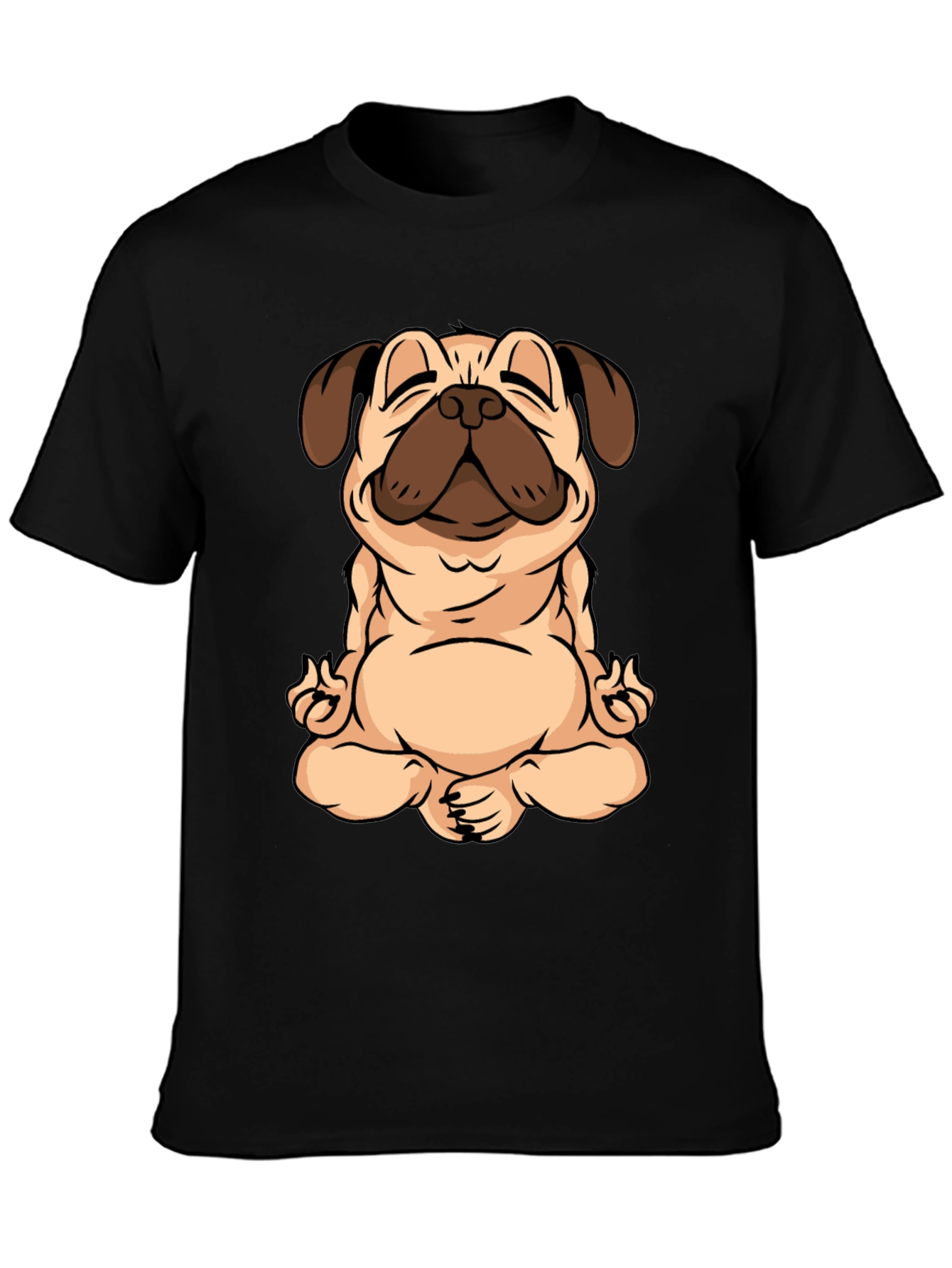 Zen Pug Black T-Shirt - Meditating Dog Graphic Tee