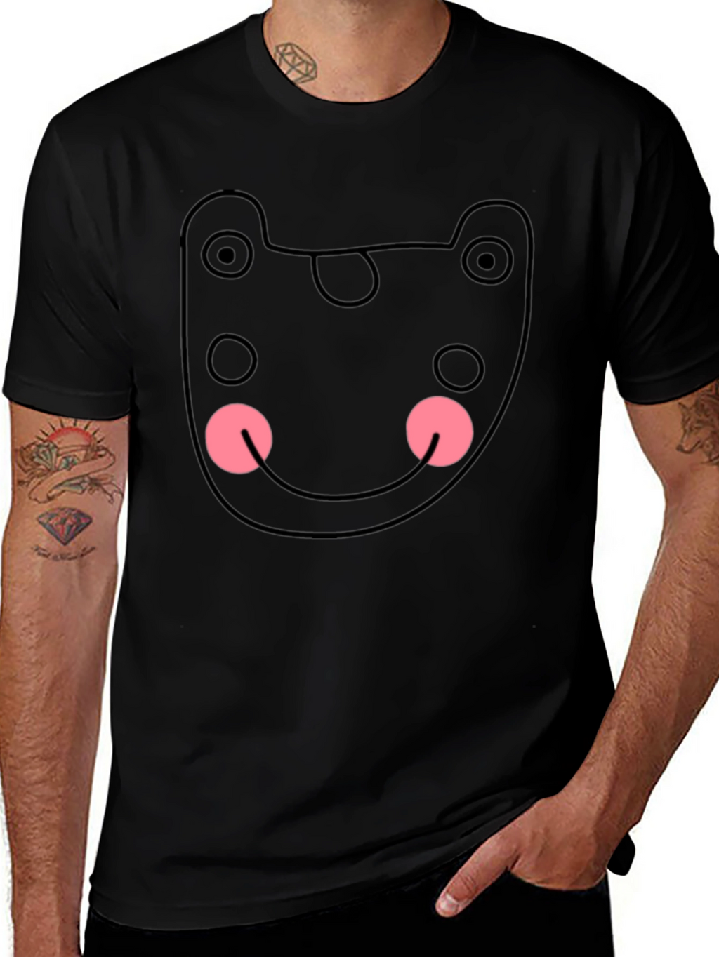 Funky Black Tee - Abstract Bear Graphic