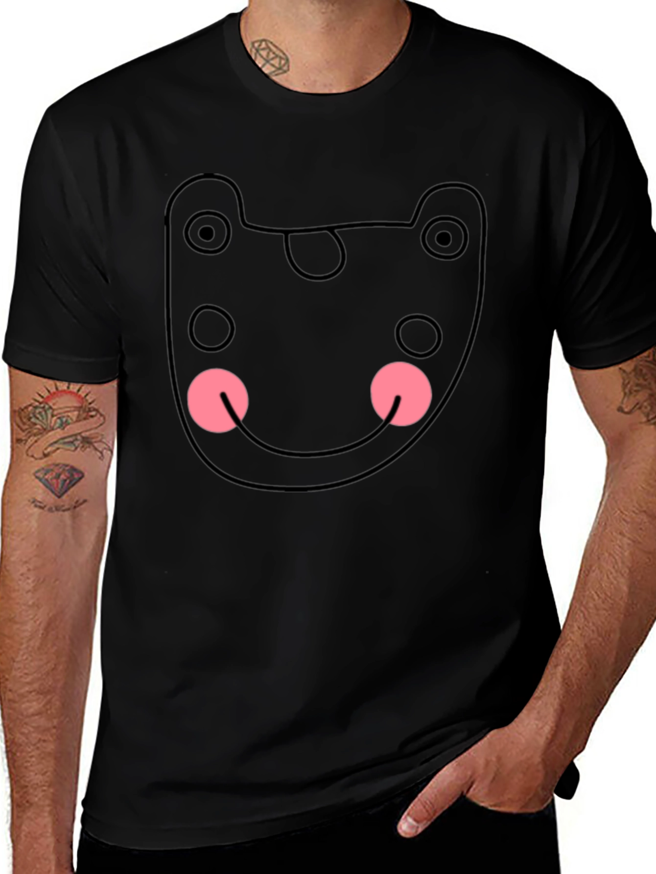 Funky Black Tee - Abstract Bear Graphic