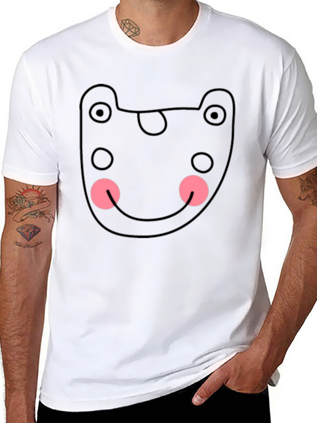 Funky Black Tee - Abstract Bear Graphic
