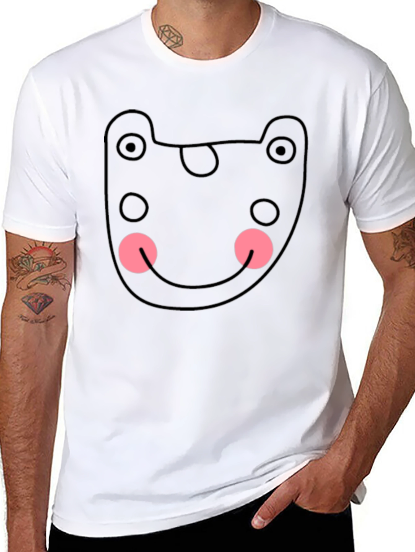 Funky Black Tee - Abstract Bear Graphic