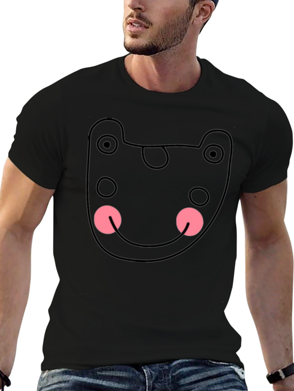 Funky Black Tee - Abstract Bear Graphic