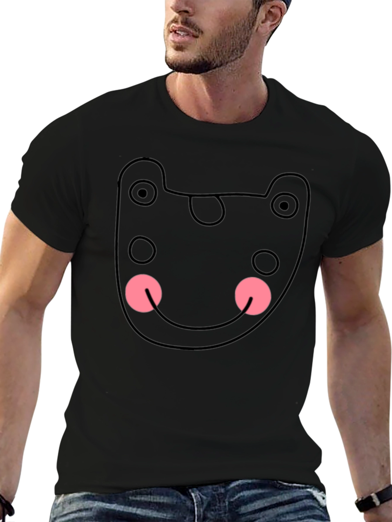 Funky Black Tee - Abstract Bear Graphic