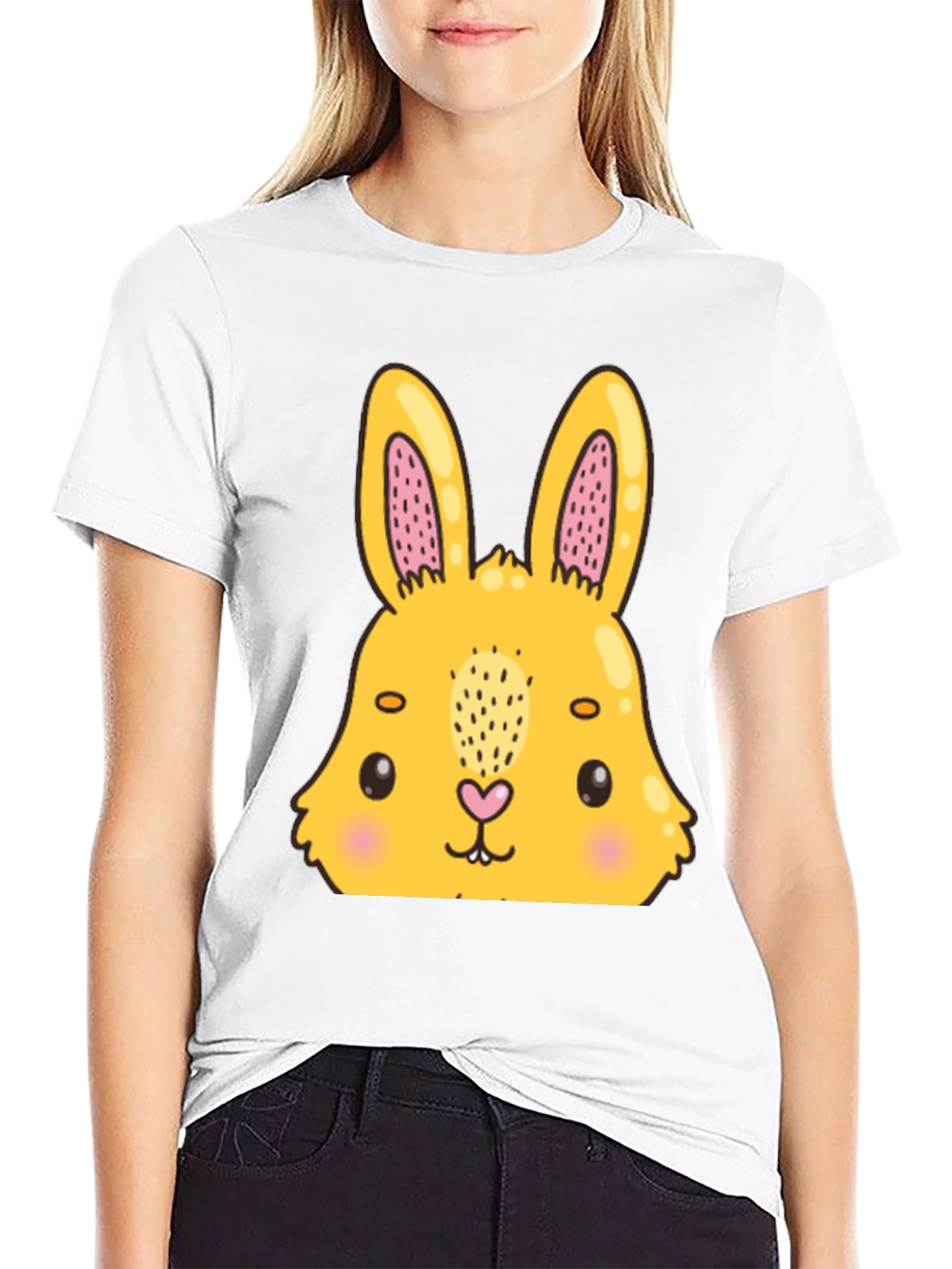 Cute Bunny Graphic Black T-Shirt