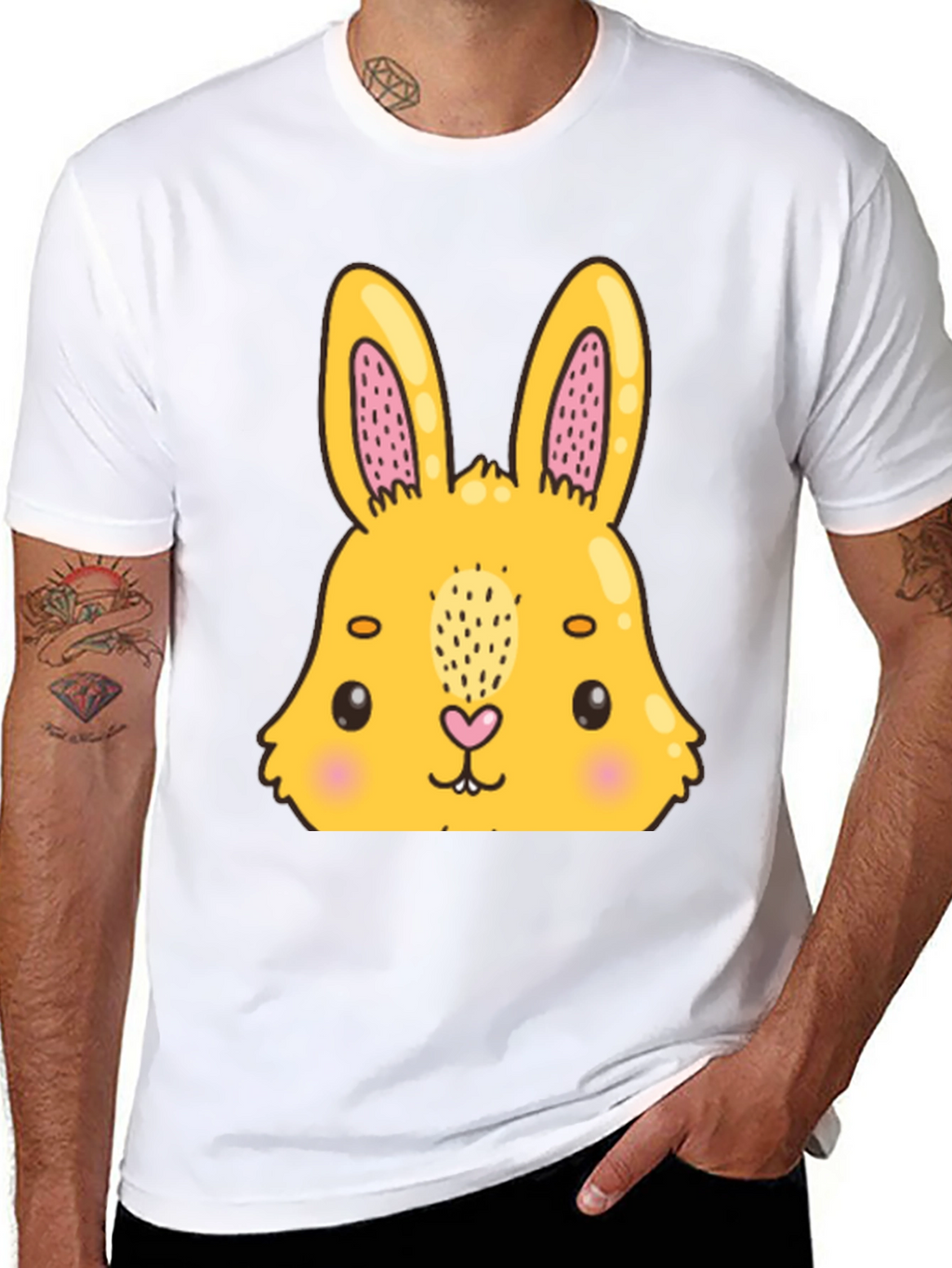 Cute Bunny Graphic Black T-Shirt