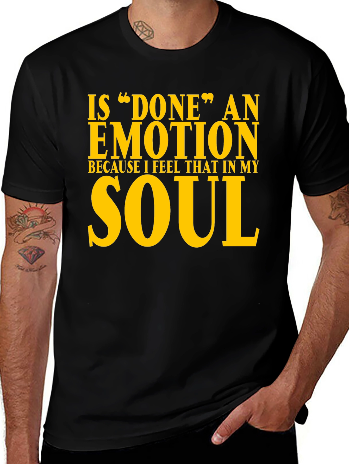 Done Emotion Black Cotton Graphic Tee