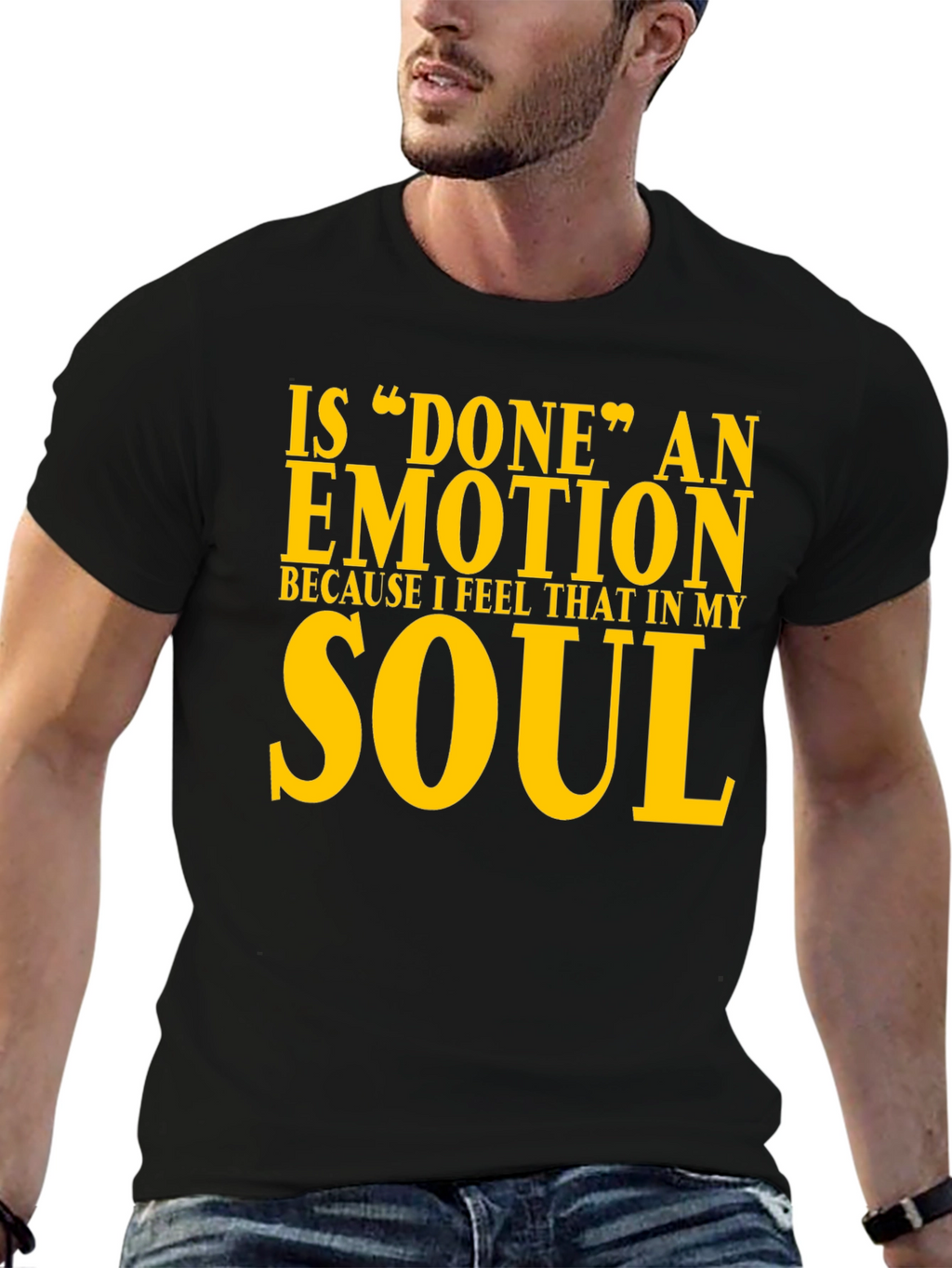 Done Emotion Black Cotton Graphic Tee