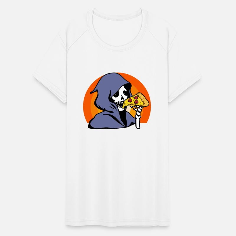 Retro Halloween Pizza Lover Ghost Grim Reaper