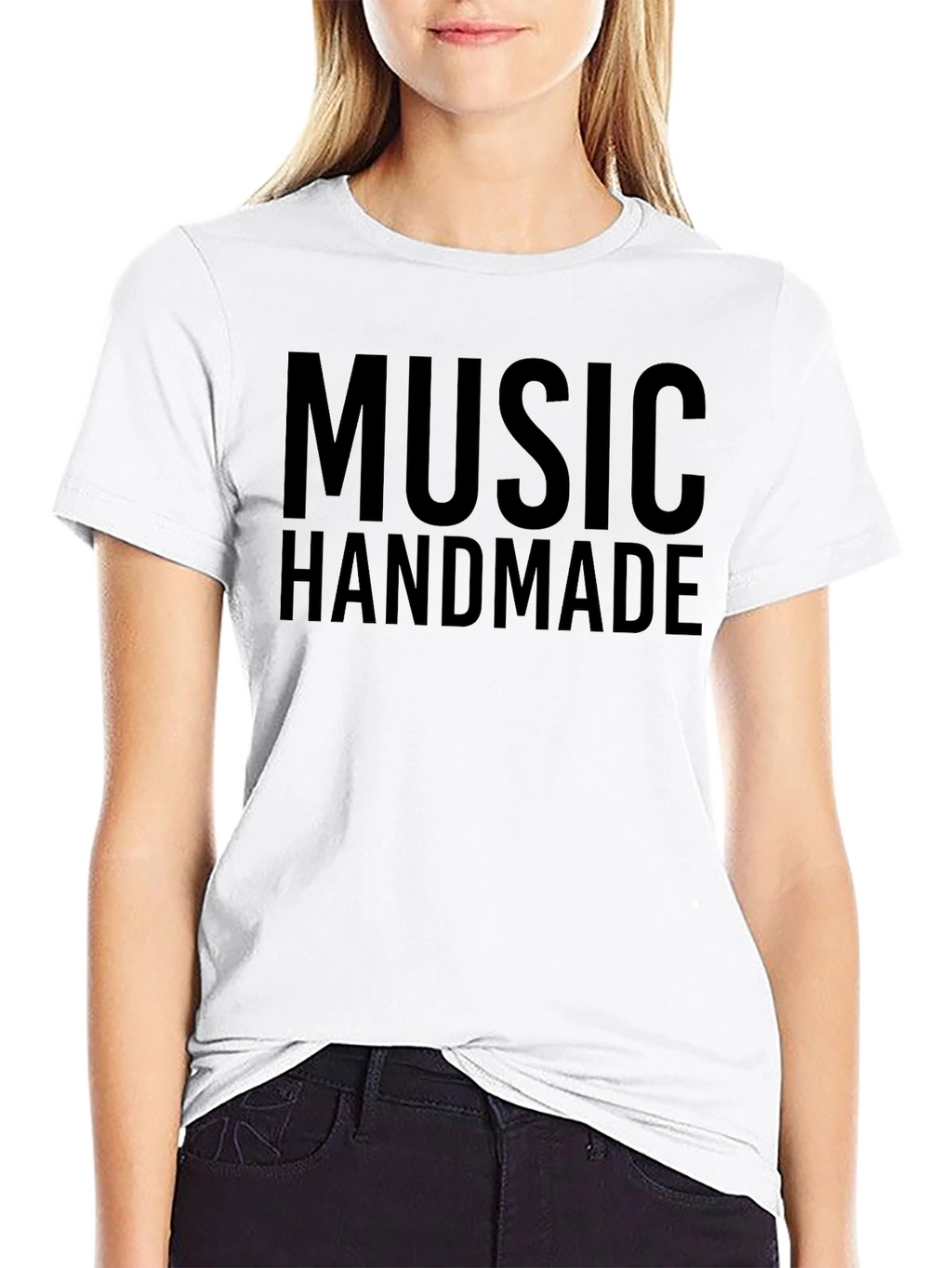 Music Handmade Graphic T-Shirt - Black Crew Neck Tee