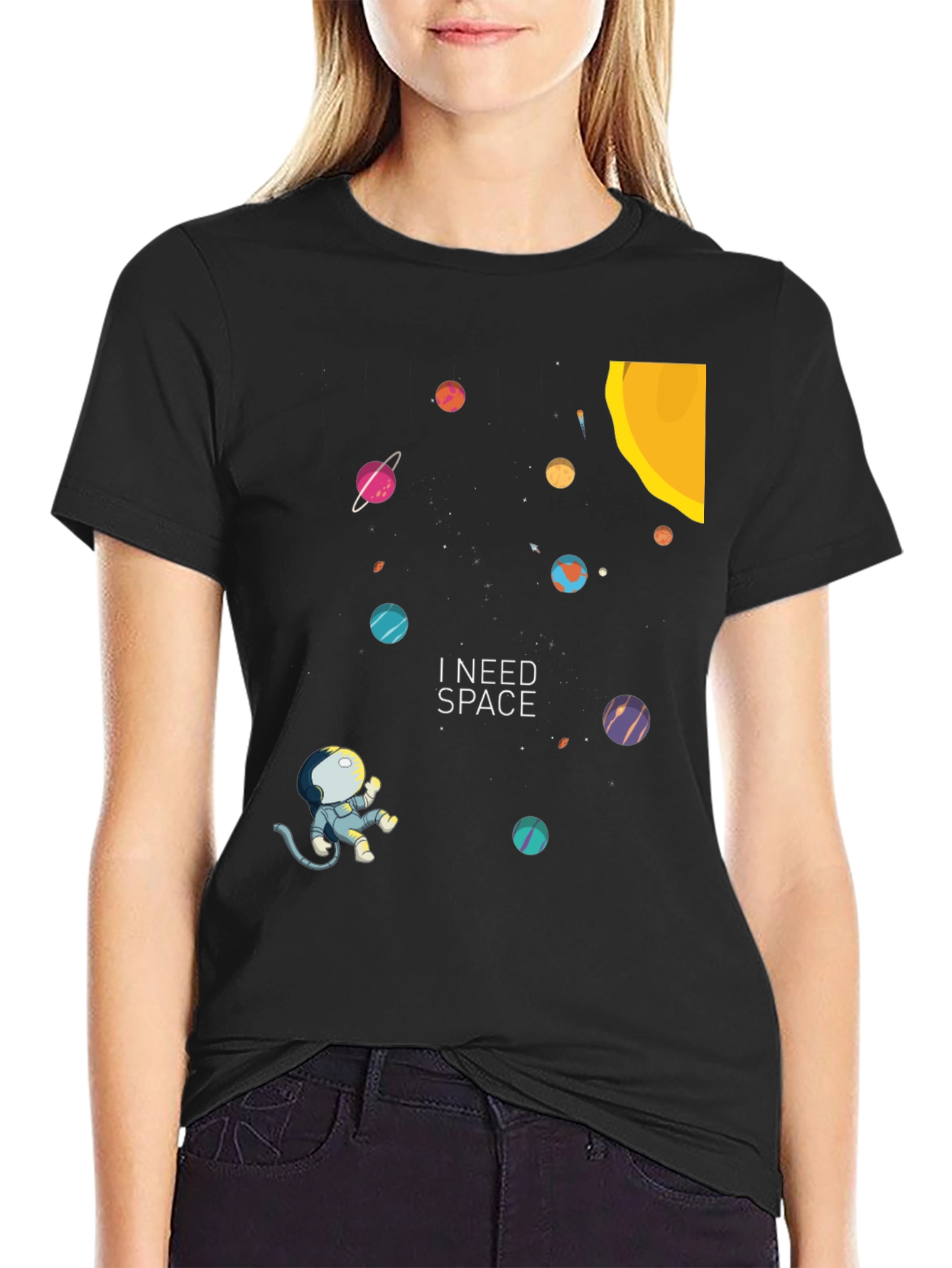 I Need Space Graphic Tee - Black Cotton Comfort