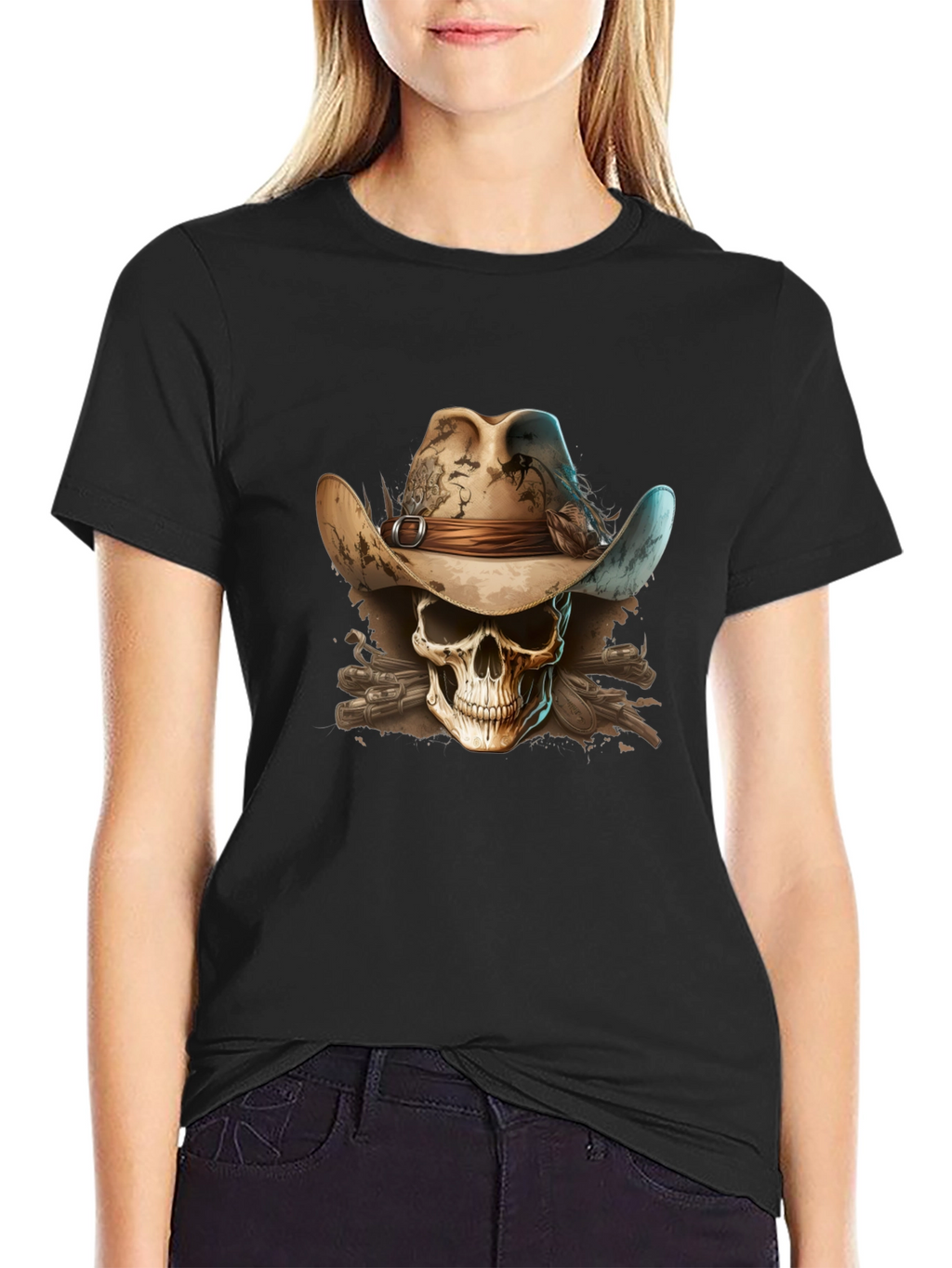 Skull Cowboy T-Shirt - Western Style