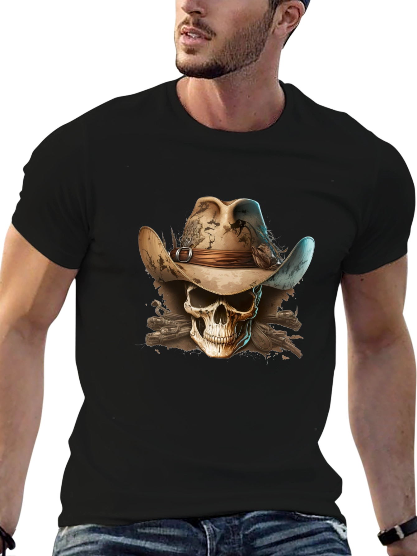 Skull Cowboy T-Shirt - Western Style