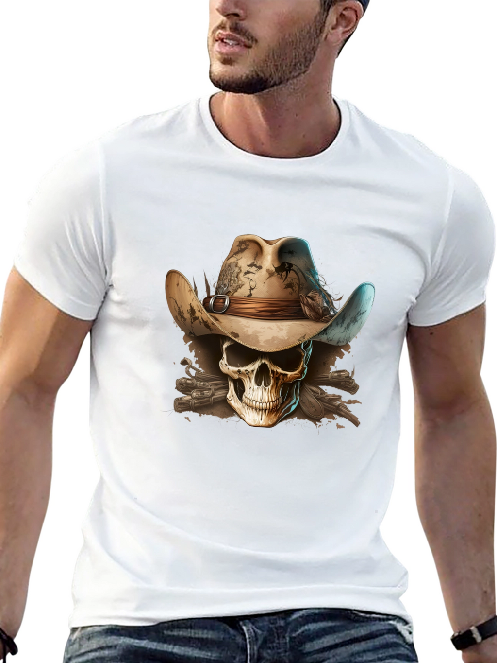 Skull Cowboy T-Shirt - Western Style