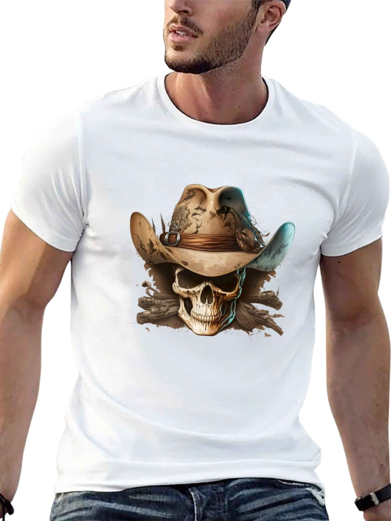 Skull Cowboy T-Shirt - Western Style