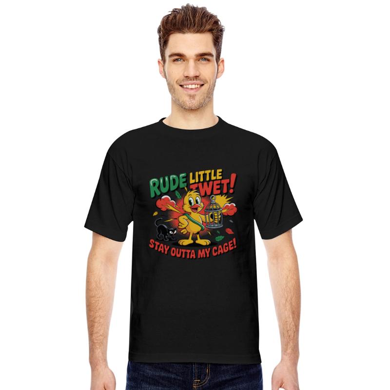 Rude Little Tweet – Retro Cartoon Bird Squad Tee