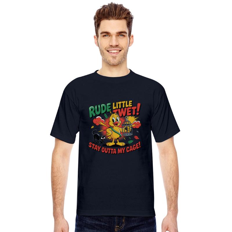 Rude Little Tweet – Retro Cartoon Bird Squad Tee