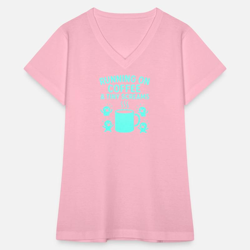 Running on Coffee Tiny Screams Busy Mom Gift Shirt