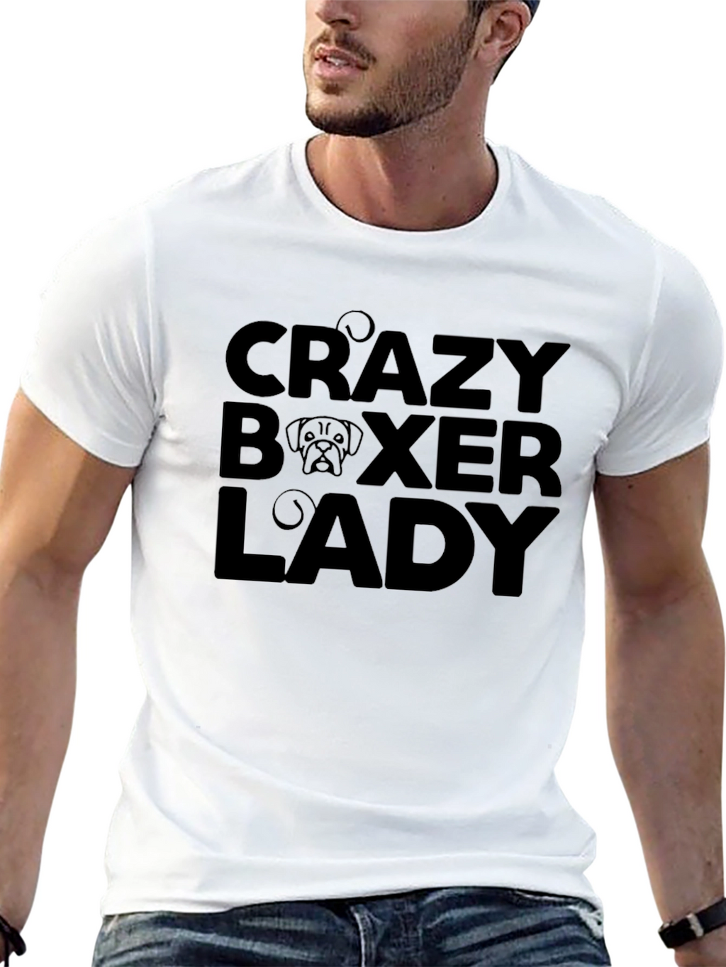 Crazy Boxer Lady Black Graphic T-Shirt