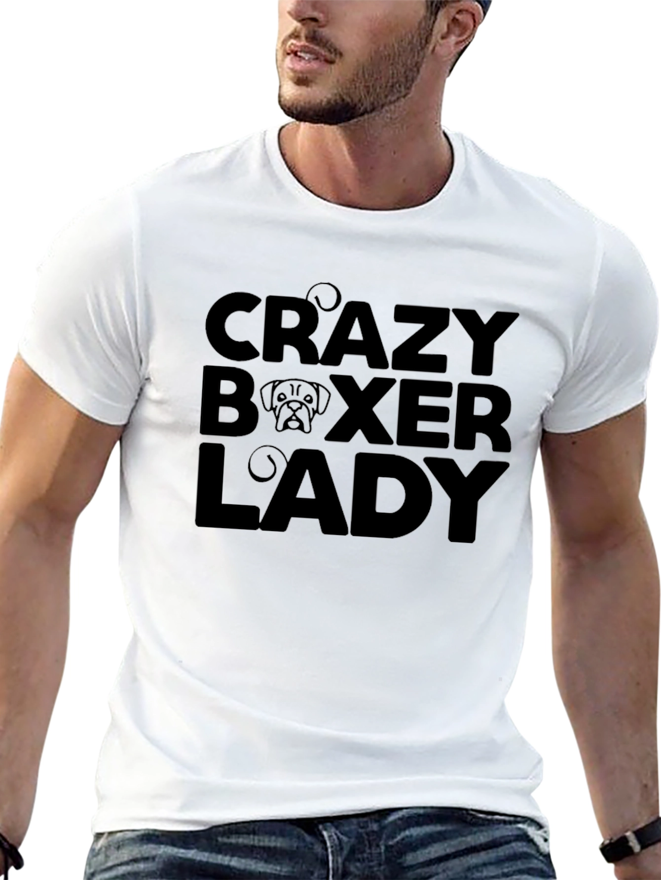 Crazy Boxer Lady Black Graphic T-Shirt