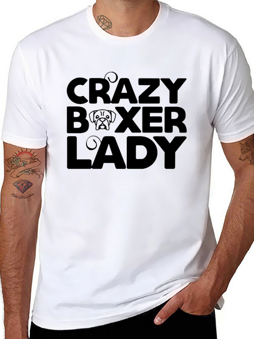 Crazy Boxer Lady Black Graphic T-Shirt