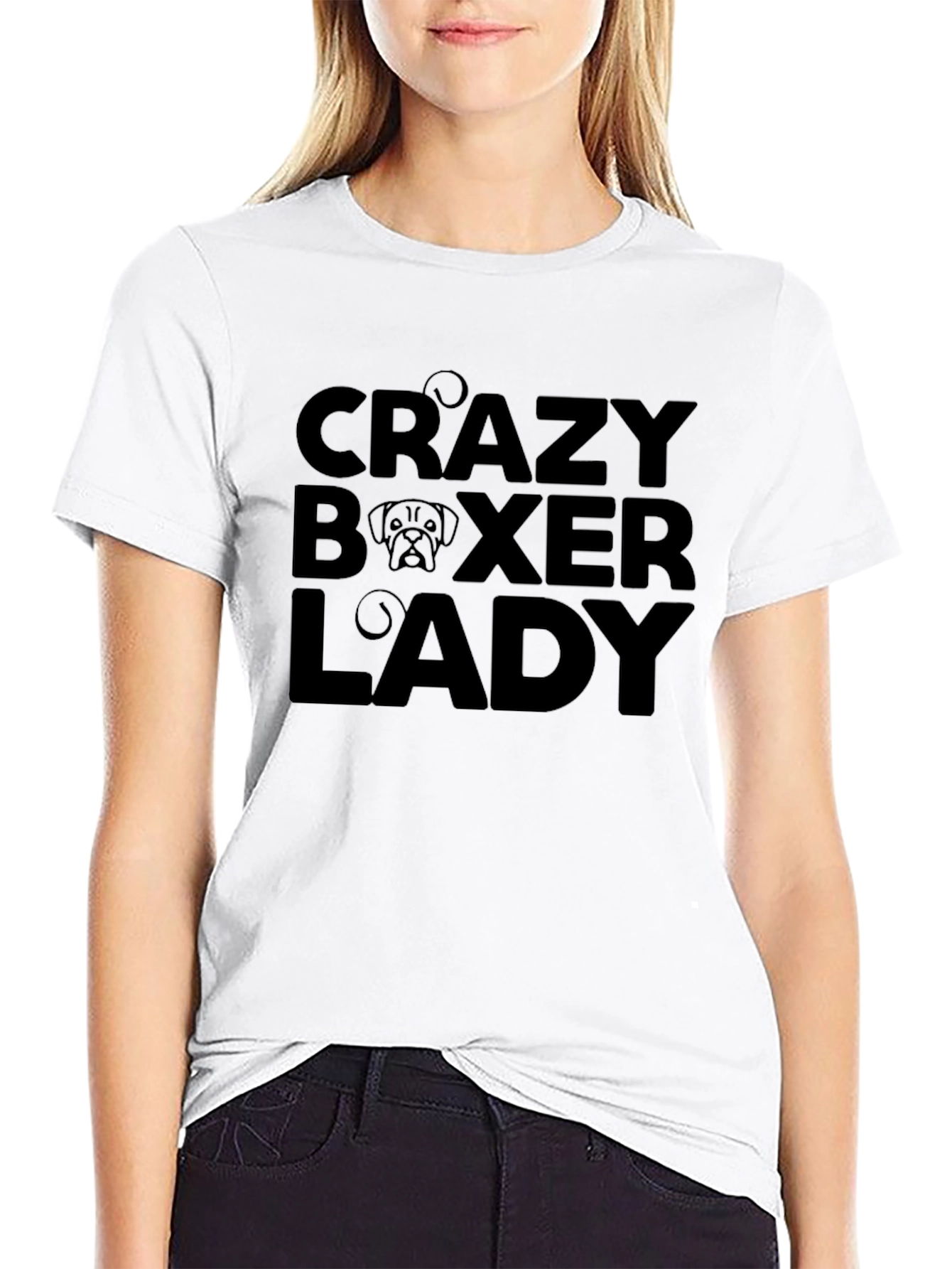 Crazy Boxer Lady Black Graphic T-Shirt