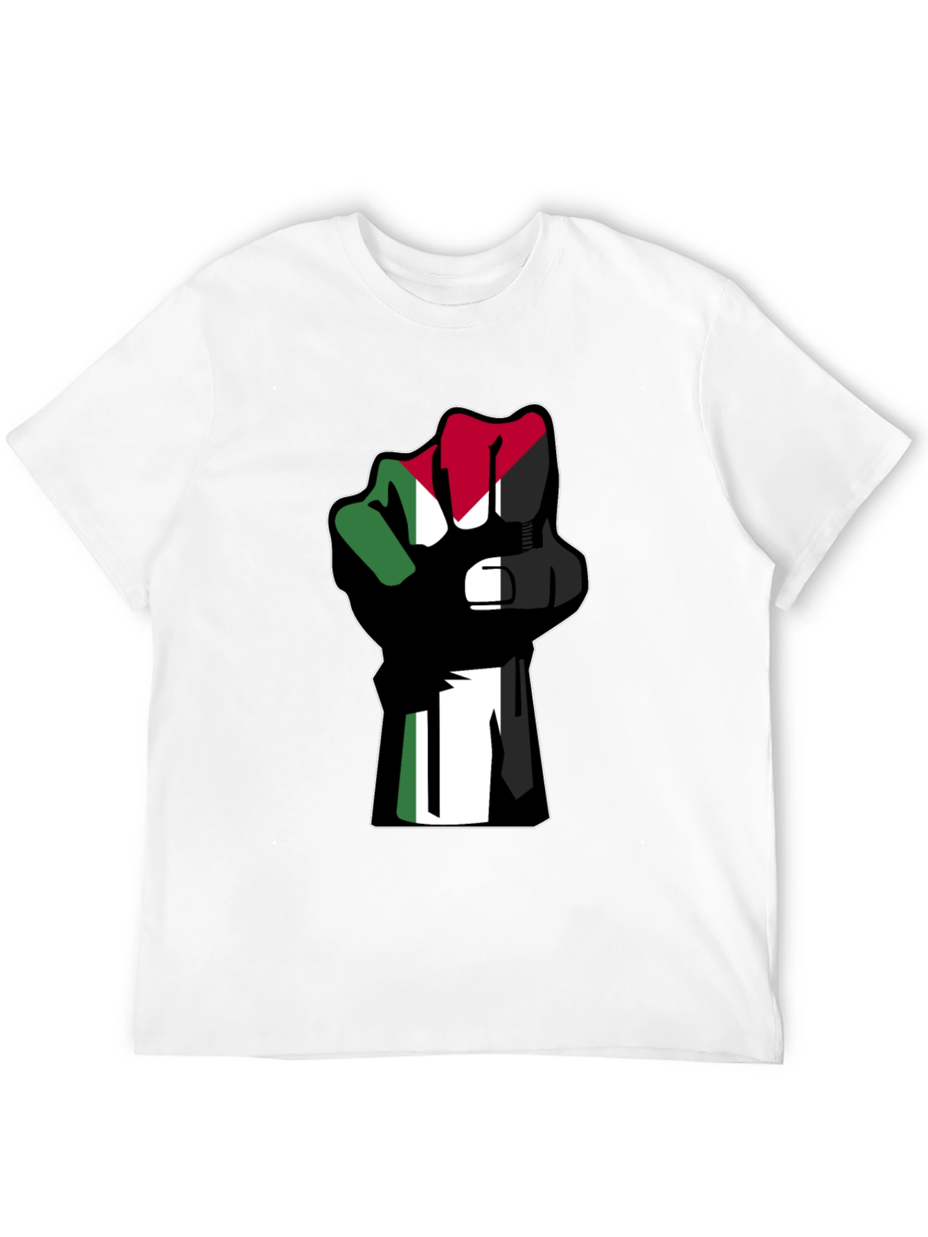 Flag Fist Black T-Shirt - Palestine Solidarity