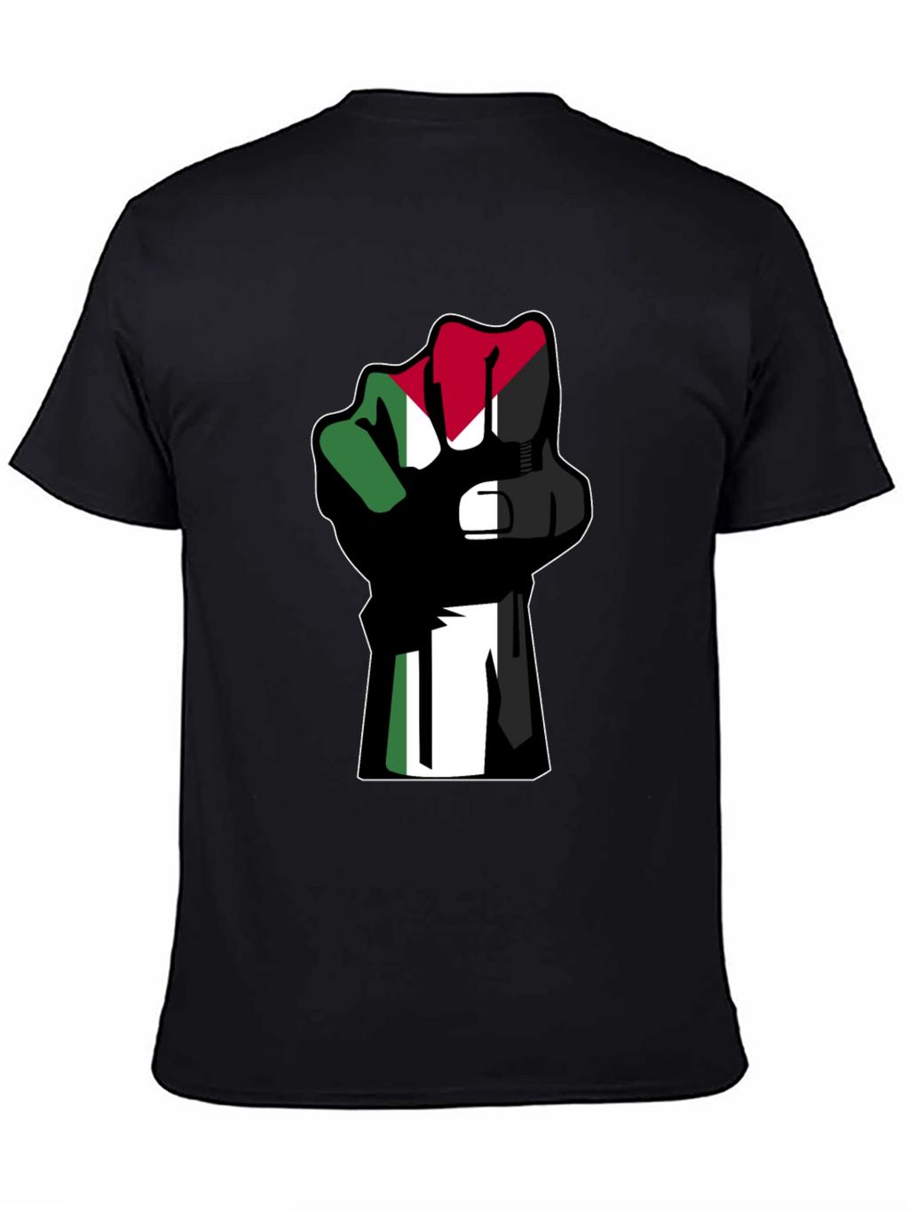Flag Fist Black T-Shirt - Palestine Solidarity
