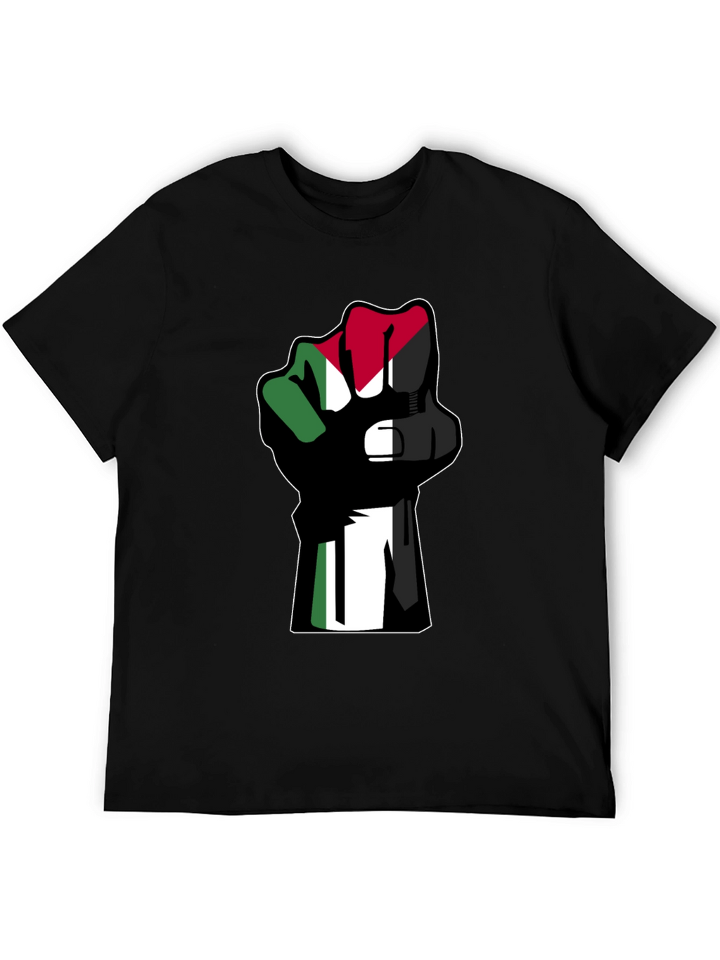 Flag Fist Black T-Shirt - Palestine Solidarity