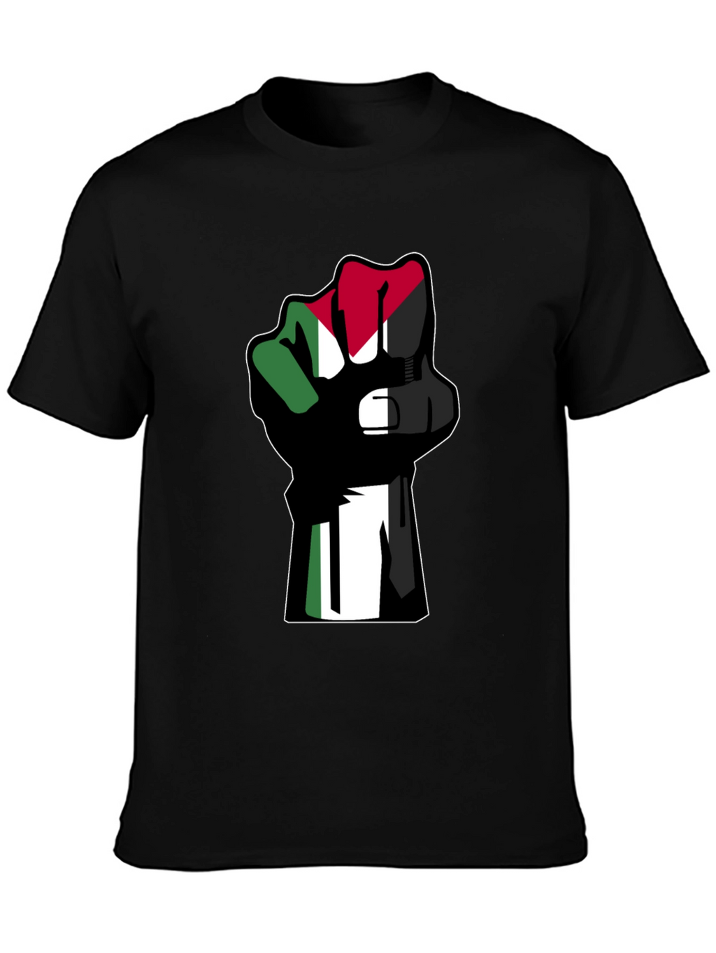 Flag Fist Black T-Shirt - Palestine Solidarity