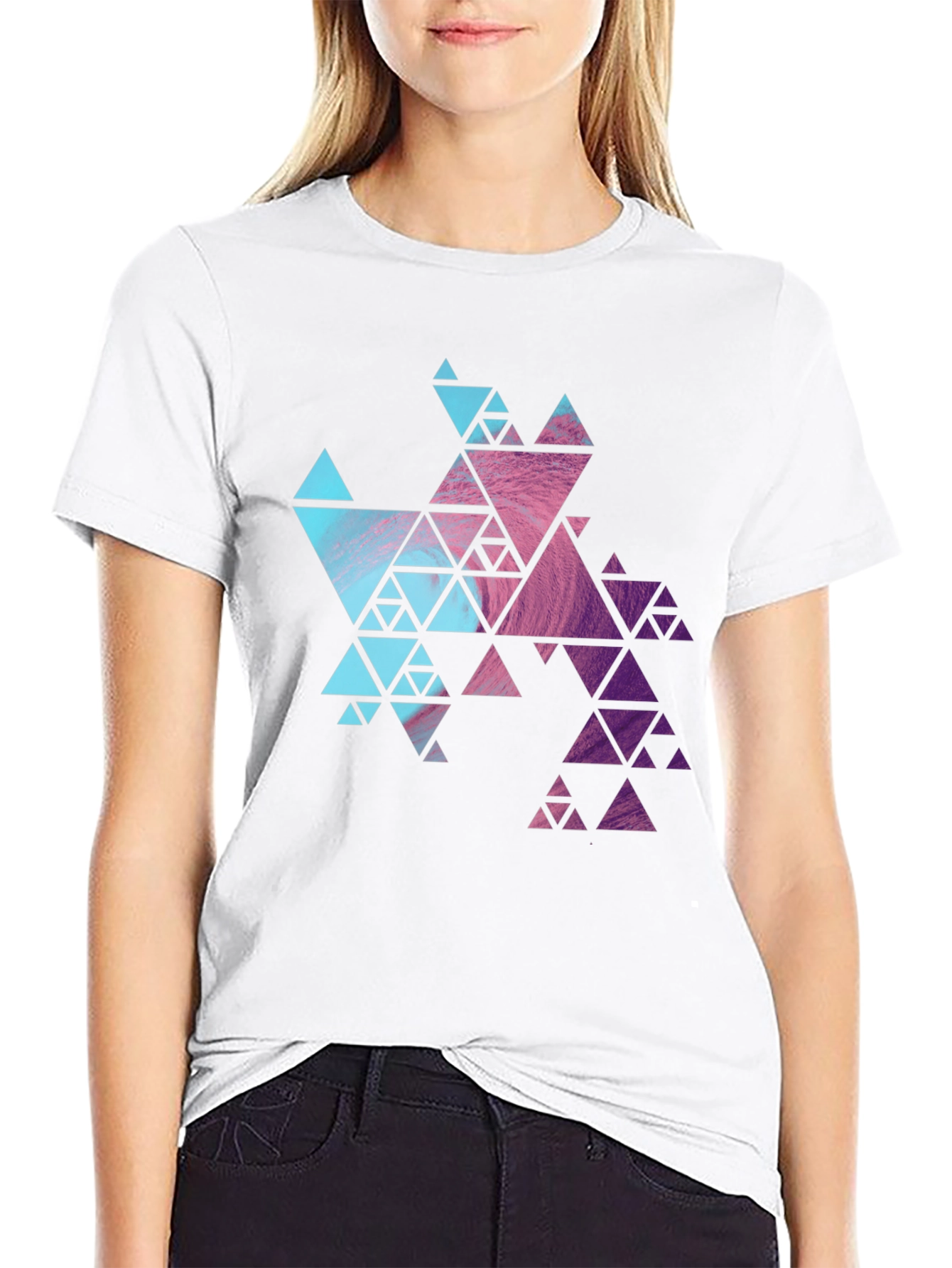 Geometric Fractal Triangle T-Shirt - Modern Design