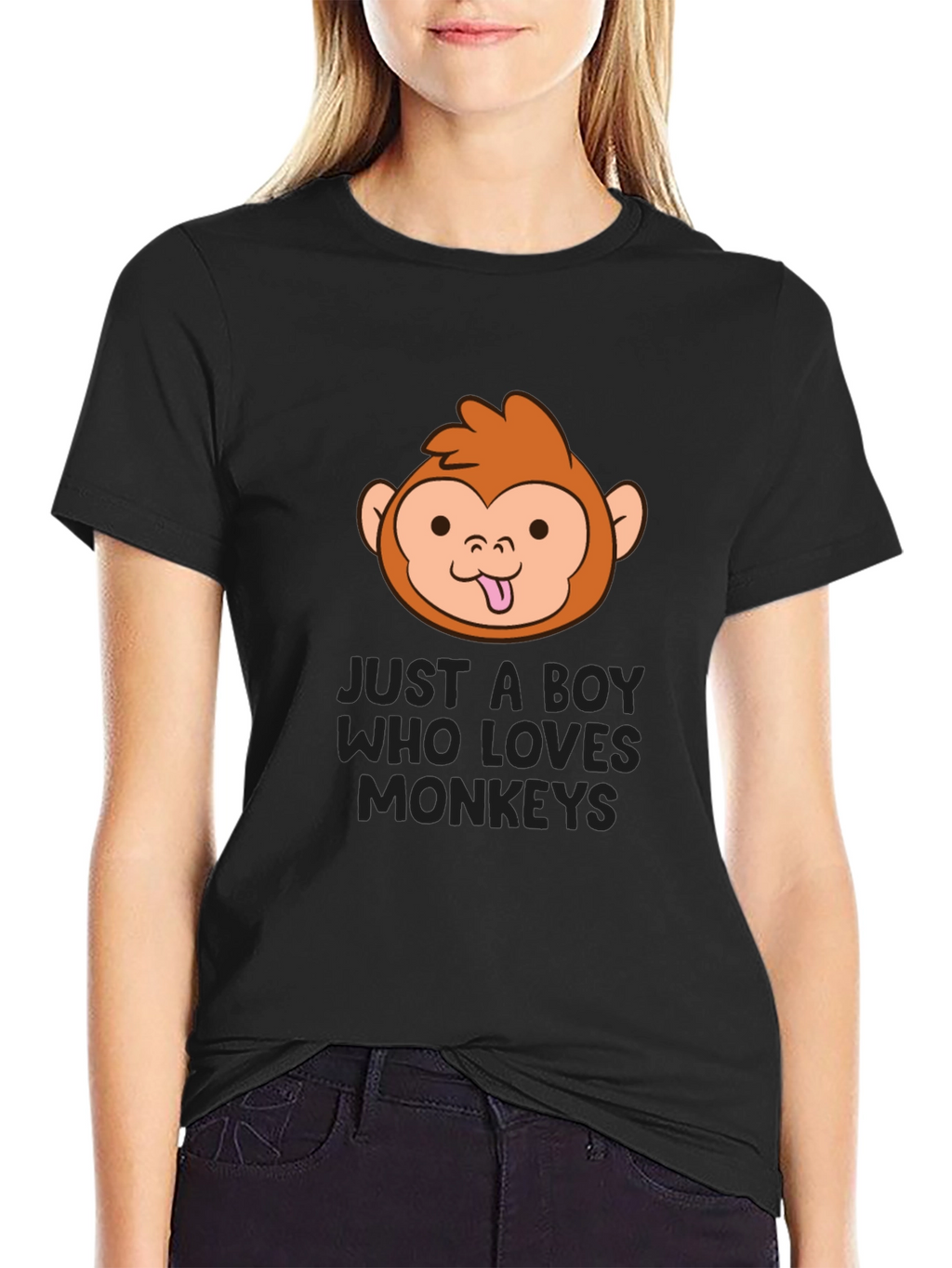 Funny Monkey Lover Boys Black T-Shirt