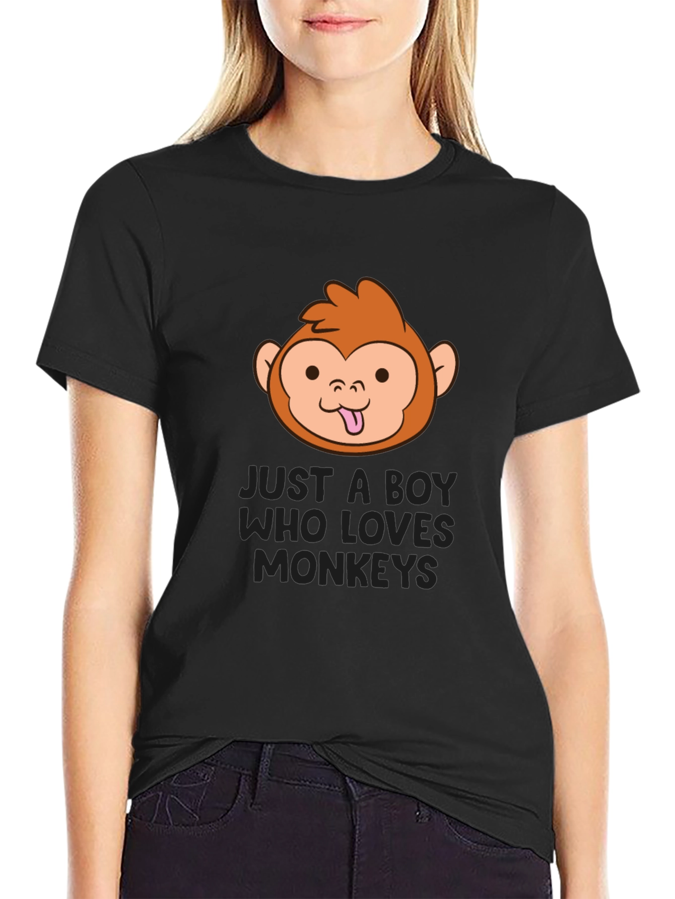 Funny Monkey Lover Boys Black T-Shirt