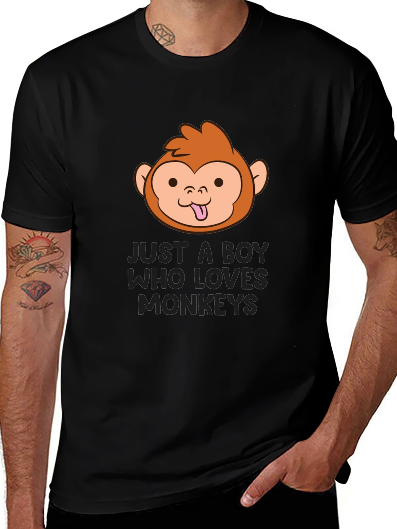Funny Monkey Lover Boys Black T-Shirt